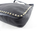 Valentino Garavani Black Grained Leather Rockstud Flip Lock Crossbody Messenger Bag