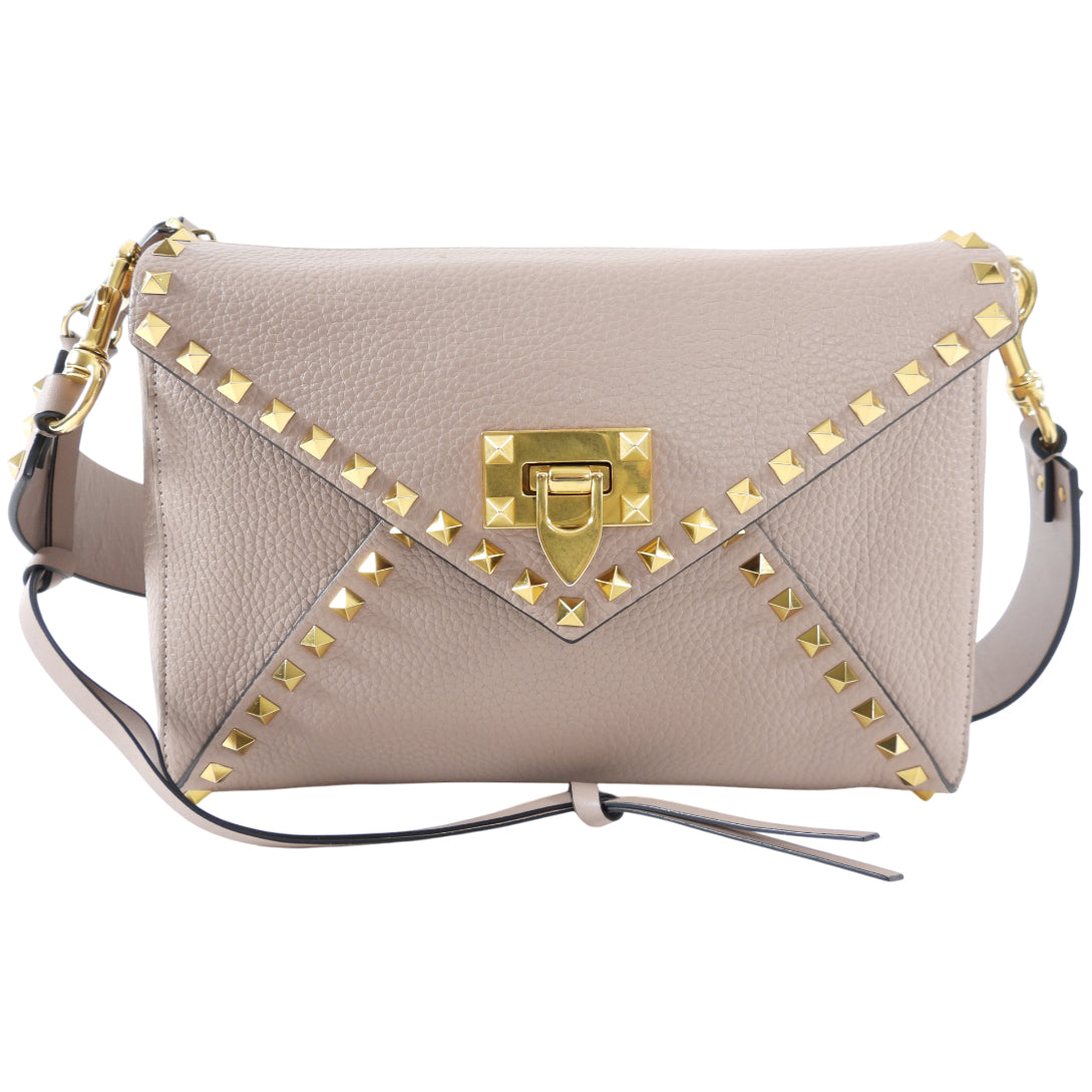 Valentino Rock Stud Nude Grained Leather Hype Crossbody Bag