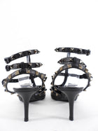 Valentino Rock Stud Noir Black Triple Cage Leather Heels - USA 7.5