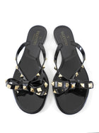 Valentino Black Rockstud Bow Flip Flop Thong Sandals - 37