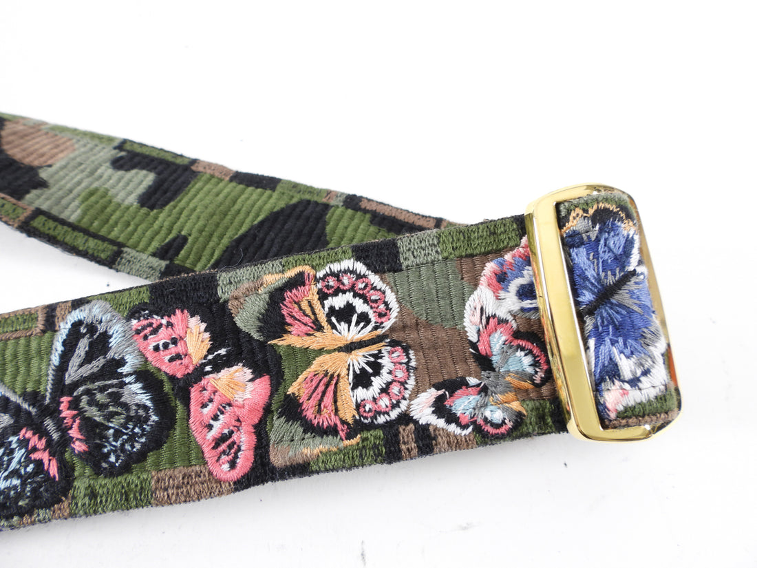 Valentino Guitar Bag Strap Camo and Embroidered Butterflies