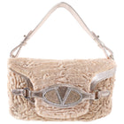 Valentino Nude Broadtail Lamb and Light Rosegold Strass Baguette Bag