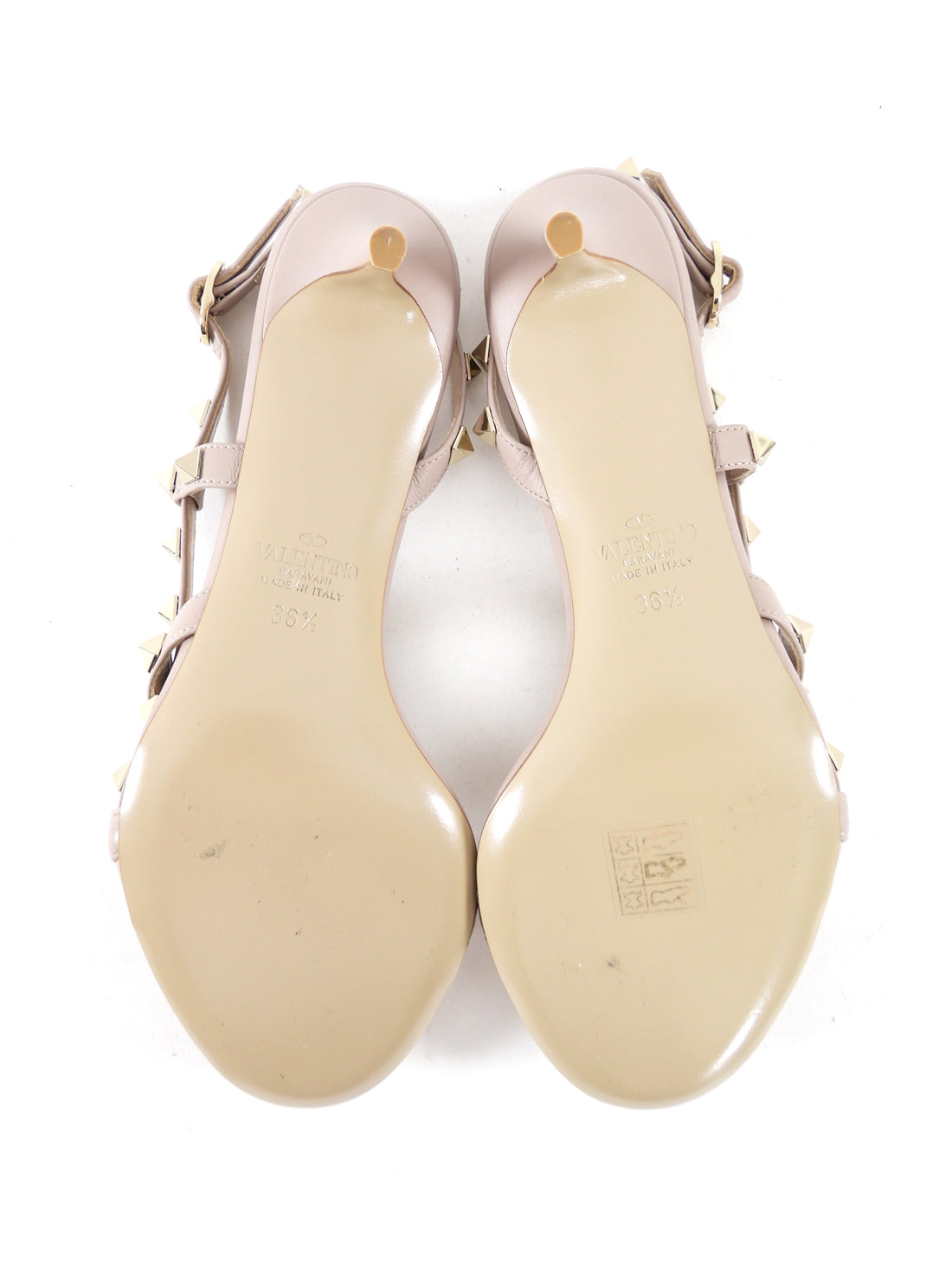 Valentino Rockstud Nude Strappy Slingback Sandals - 36.5