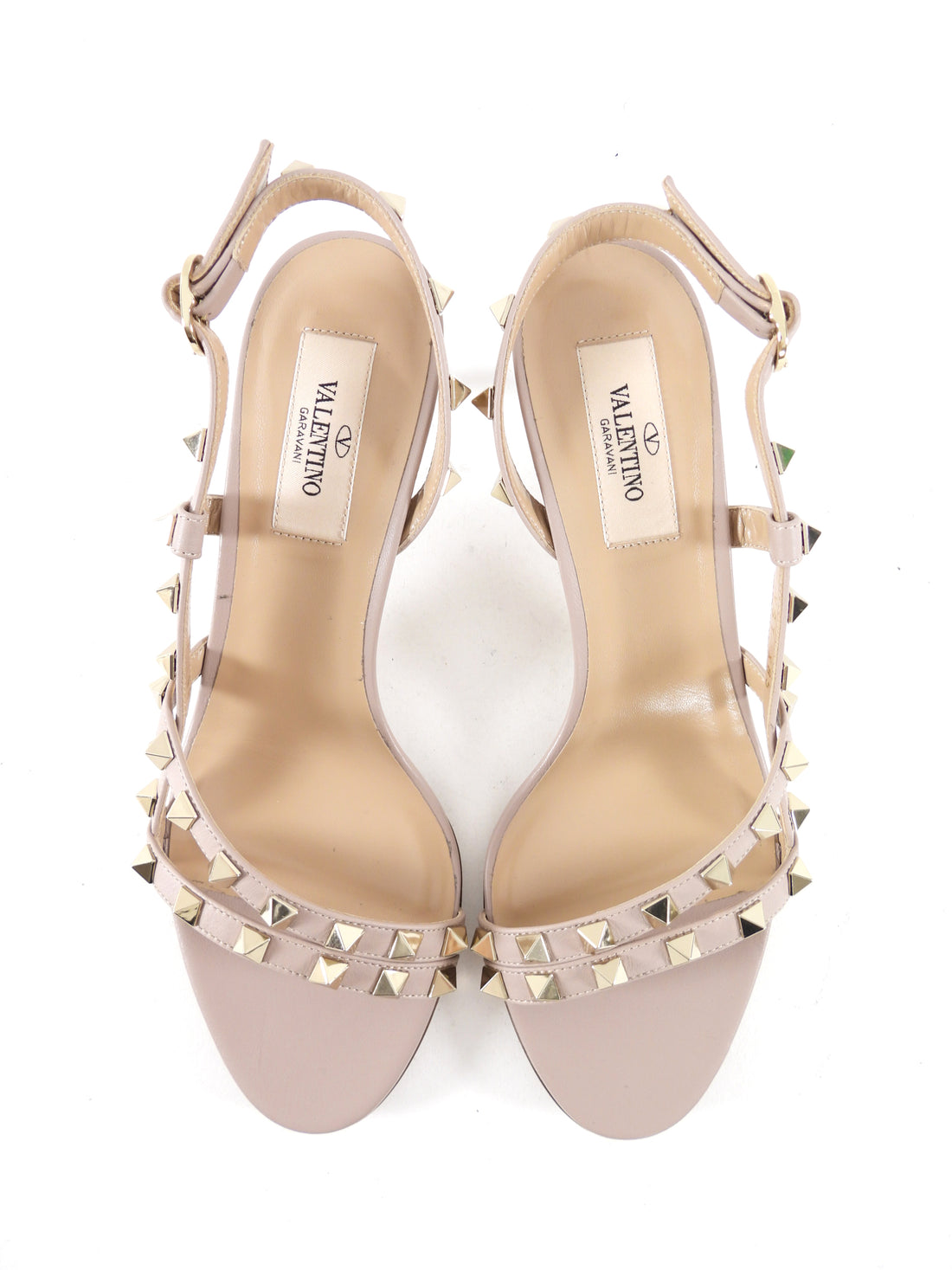 Valentino Rockstud Nude Strappy Slingback Sandals - 36.5