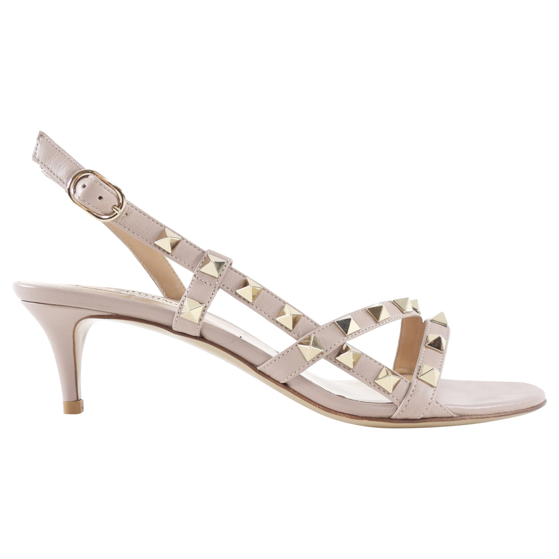 Valentino Rockstud Nude Strappy Slingback Sandals - 36.5