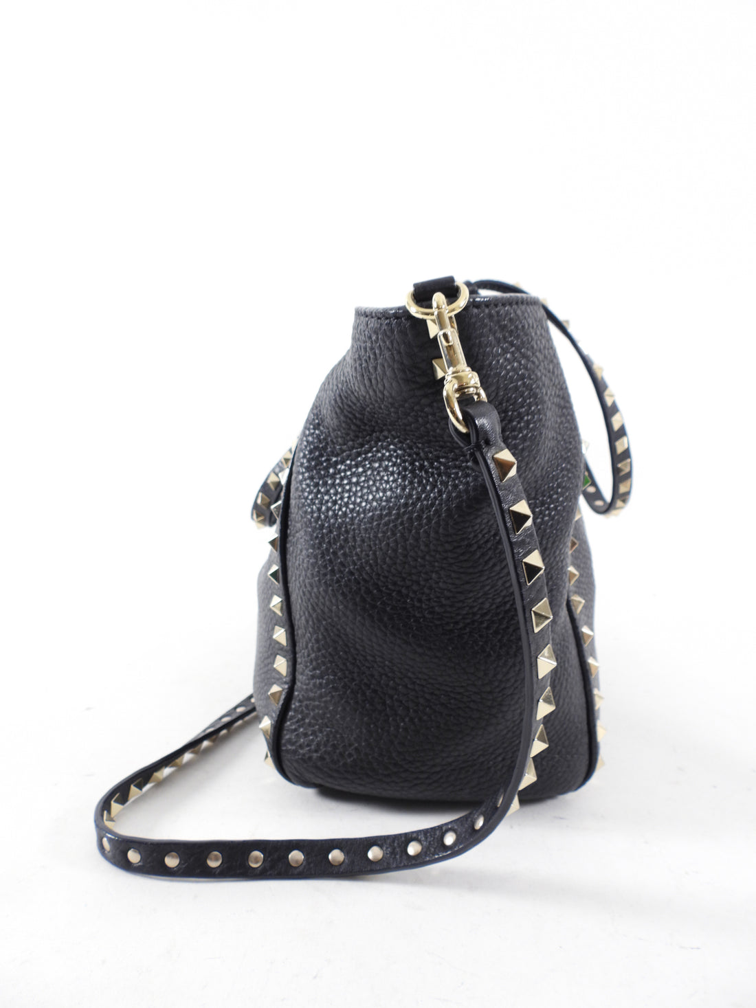 Valentino Rock Stud Black Leather Trapeze Bag