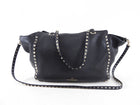 Valentino Rock Stud Black Leather Trapeze Bag