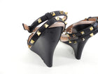 Valentino Rock Stud Black and Nude Wedge Sandals - EU39.5