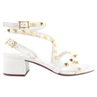 Valentino White Rock Stud Wrap Block Heel Sandals - 35