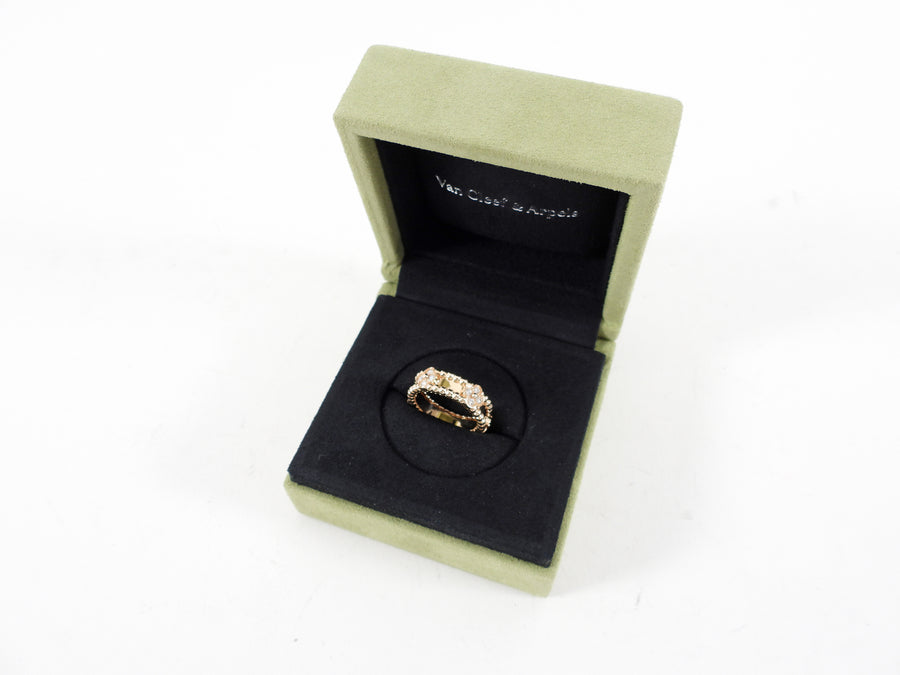 Van Cleef & Arpels Perlee Sweet Clovers Ring 18k Rose Gold Diamond