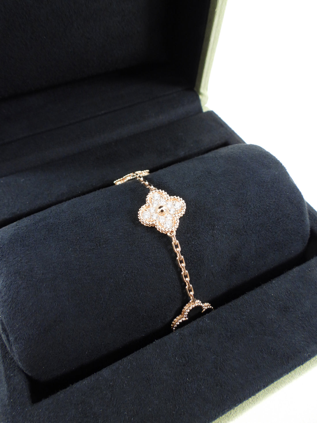 Van Cleef & Arpels 18k Rose Gold 5 Motif Alhambra MOP Diamond Bracelet