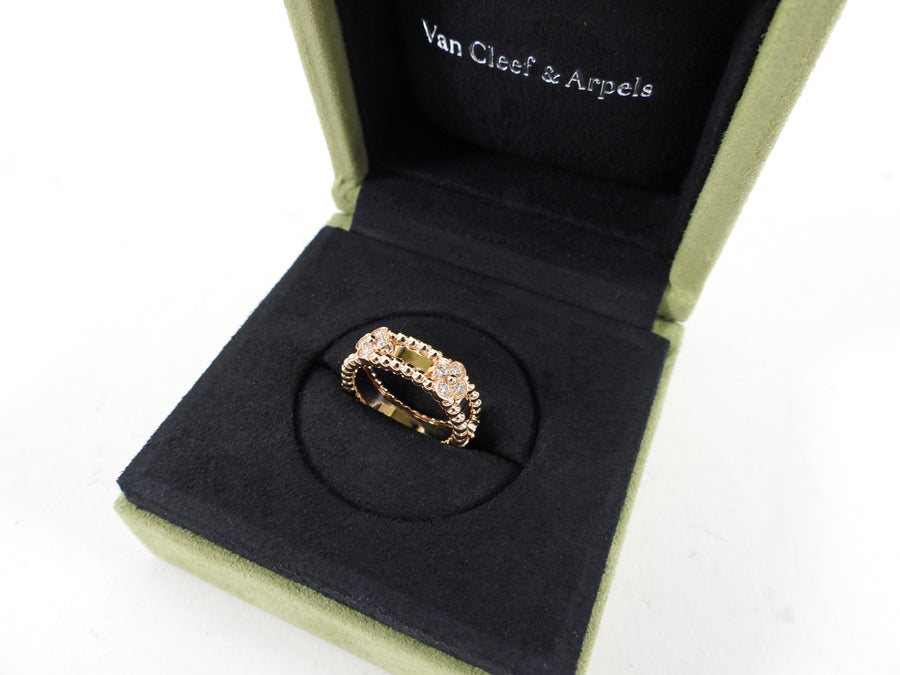 Van Cleef & Arpels Perlee Sweet Clovers Ring 18k Rose Gold Diamond