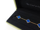 Van Cleef & Arpels 18K Yellow Gold Blue Agate Vintage Alhambra 5 Motif Bracelet