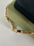 Van Cleef & Arpels 18K Yellow Gold Blue Agate Vintage Alhambra 5 Motif Bracelet