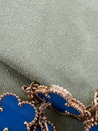 Van Cleef & Arpels 18K Yellow Gold Blue Agate Vintage Alhambra 10 Motif Necklace