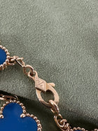 Van Cleef & Arpels 18K Yellow Gold Blue Agate Vintage Alhambra 10 Motif Necklace