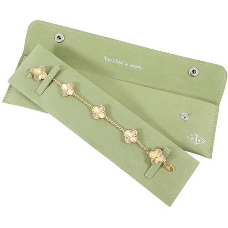 Van Cleef & Arpels 18k Yellow Gold Vintage Alhambra 5 motifs Bracelet