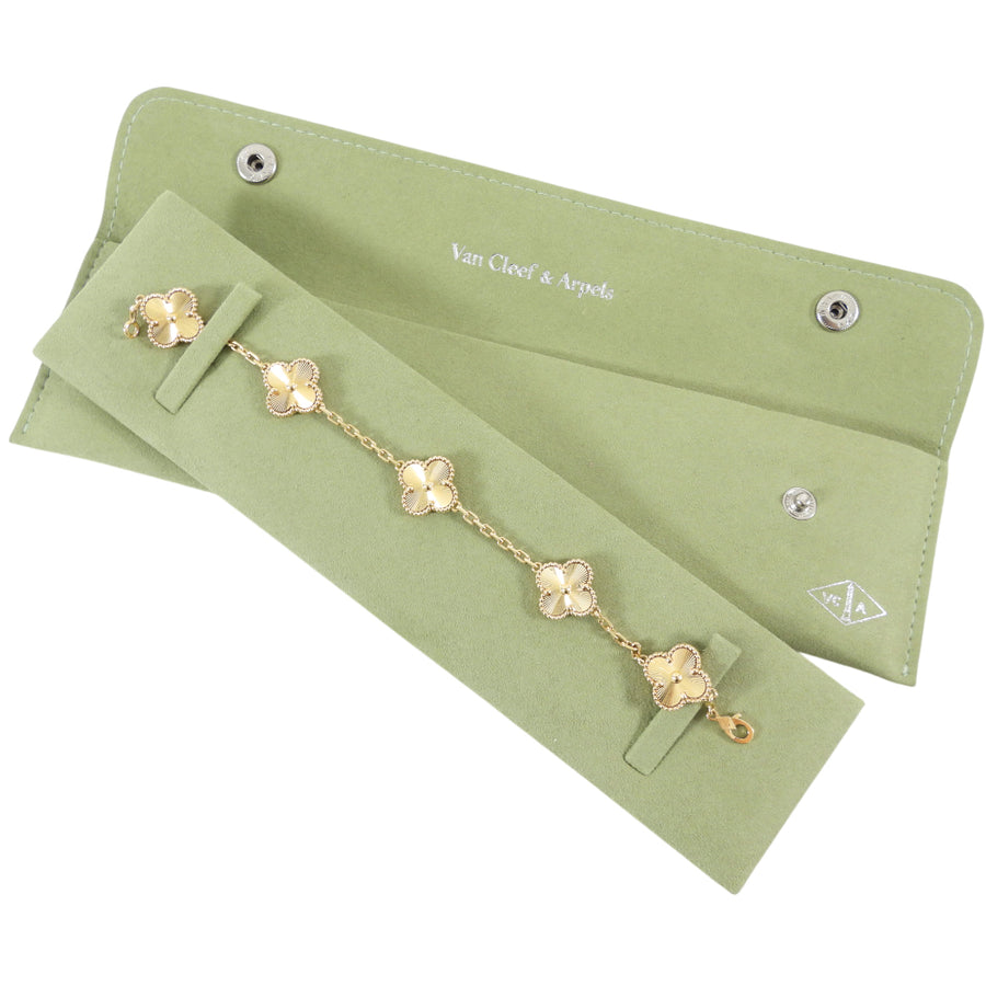 Van Cleef & Arpels 18k Yellow Gold Vintage Alhambra 5 motifs Bracelet