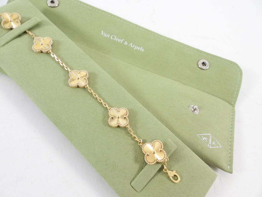Van Cleef & Arpels 18k Yellow Gold Vintage Alhambra 5 motifs Bracelet