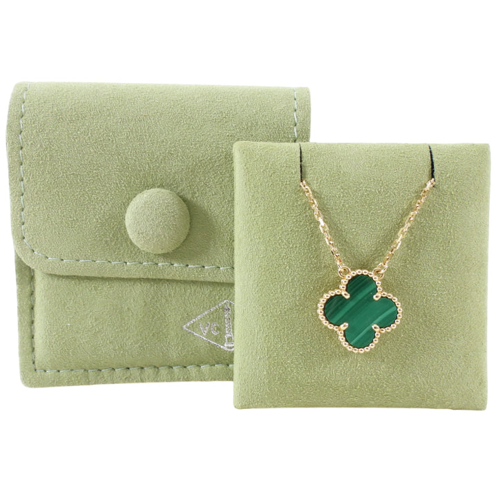 Van Cleef & Arpels 18k Yellow Gold Vintage Alhambra Malachite Necklace