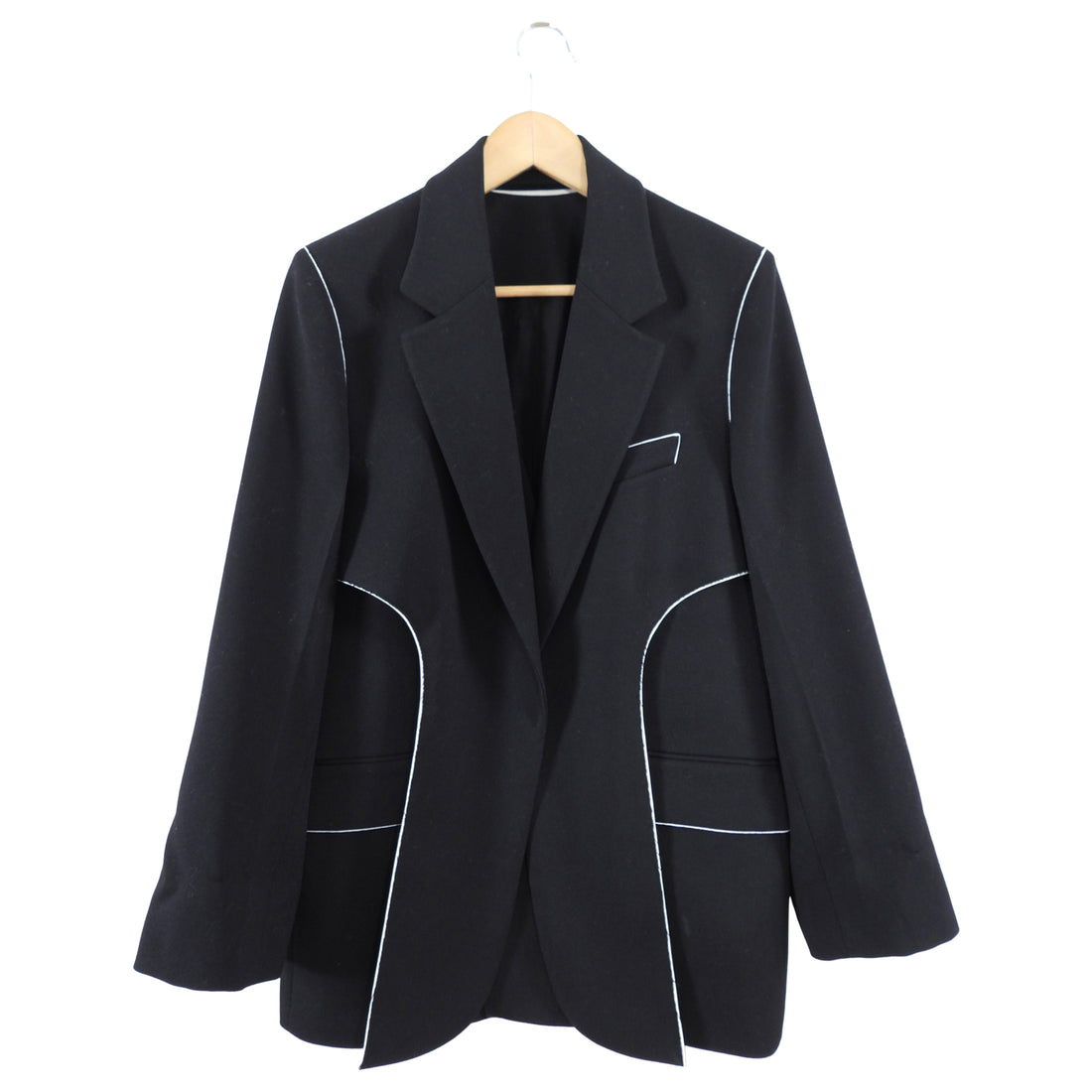 Victoria Beckham Black Paneled Blazer with White Trim - S / M