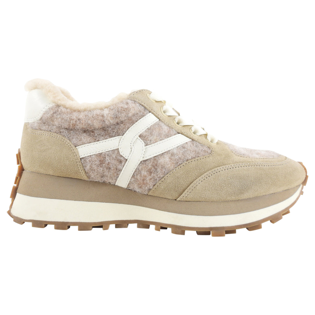 Veronica Beard Beige Valentina Shearling Sneaker - 7M