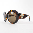 Versace Brown Oversized Round Medusa Tortoise Sunglasses