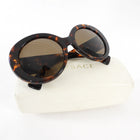 Versace Brown Oversized Round Medusa Tortoise Sunglasses