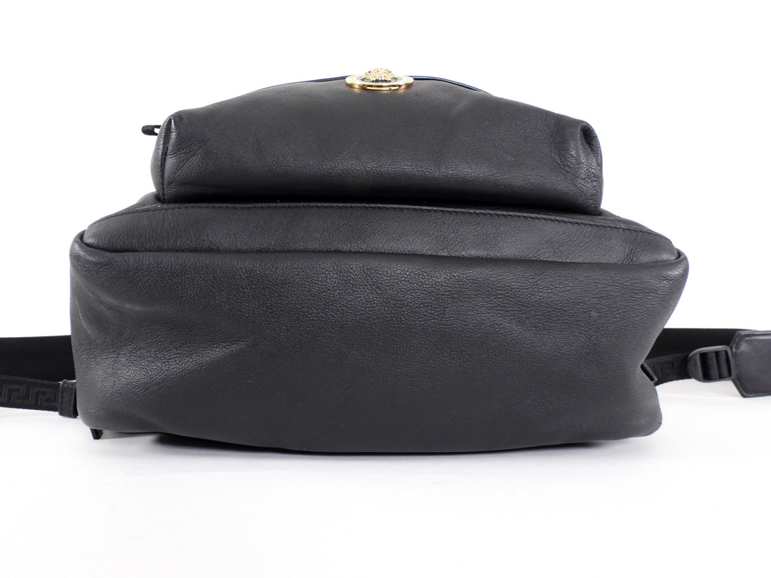 Versace Medusa Icon Black Calfskin Leather Unisex Backpack