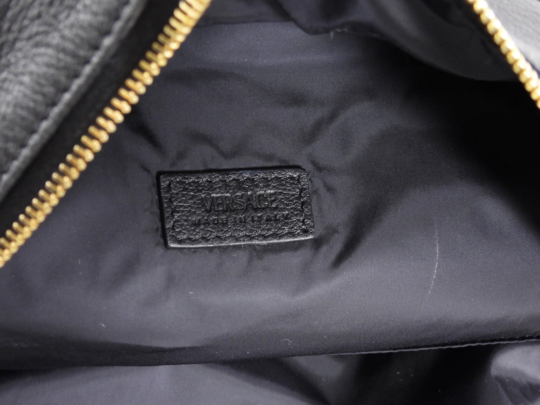 Versace Medusa Icon Black Calfskin Leather Unisex Backpack