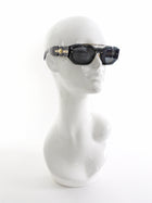 Versace MOD 2235 Medusa Icon Black Translucent Acetate and Goldtone Rectangle Sunglasses