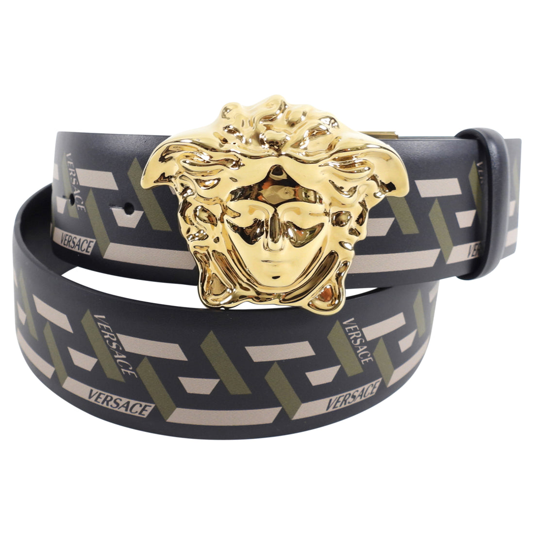 Versace Black Leather Reversible Medusa Belt 90 36