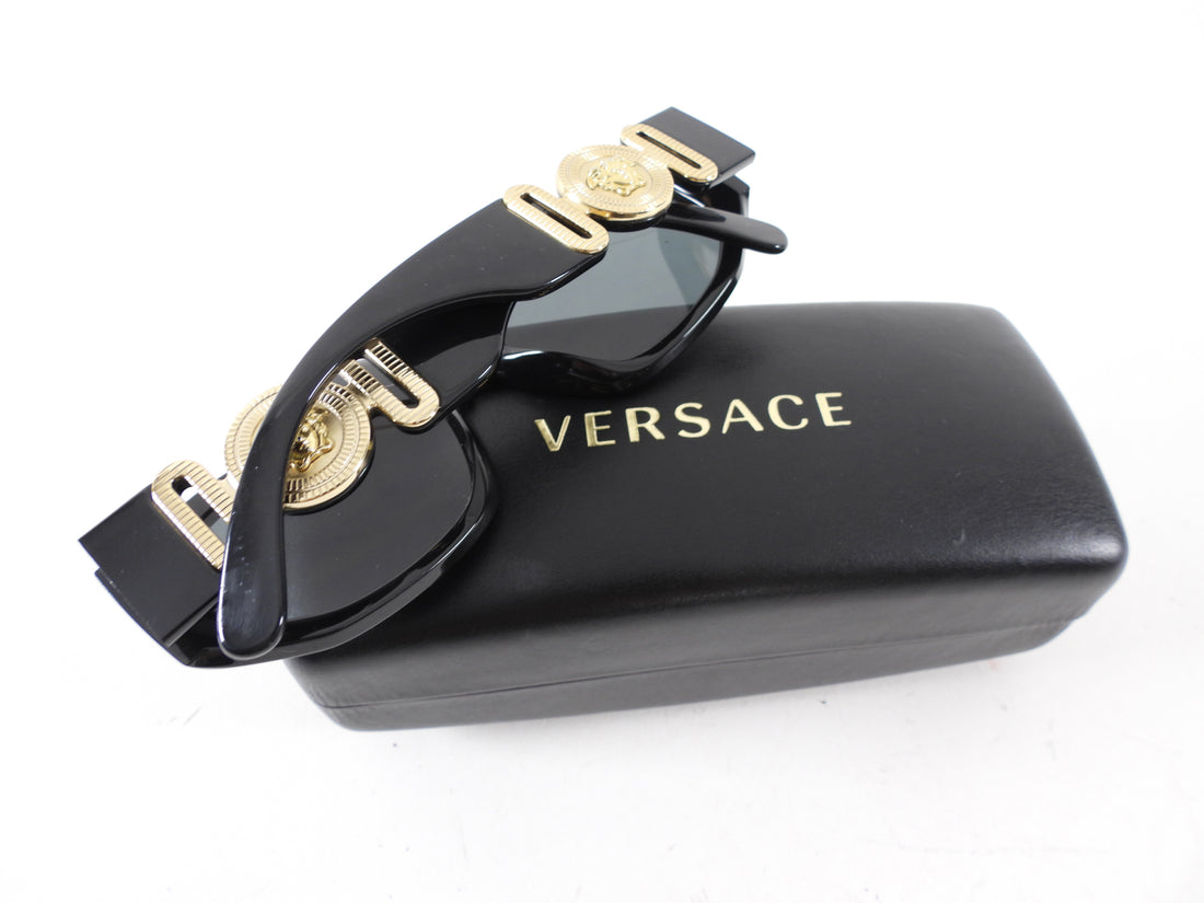 Versace Black Acetate Sunglasses with Gold Medusa 4361