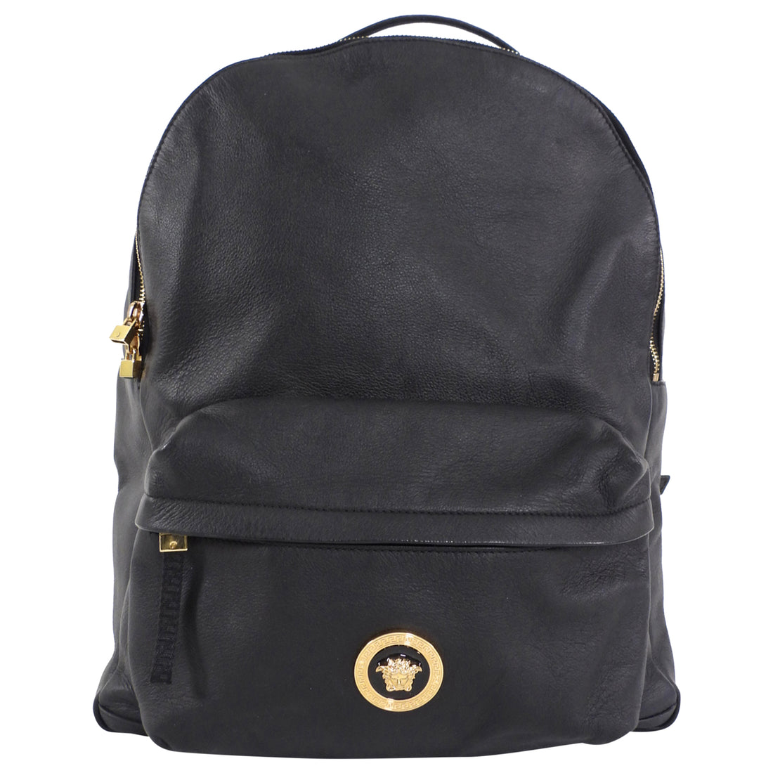 Versace Medusa Icon Black Calfskin Leather Unisex Backpack