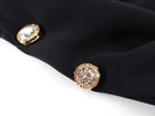 Versace Black Crystal Trim Dress with Crystal Buttons - L / 10