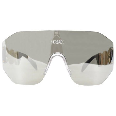 Versace Grey Mirror Gold Medusa Biggie Mask Sunglasses