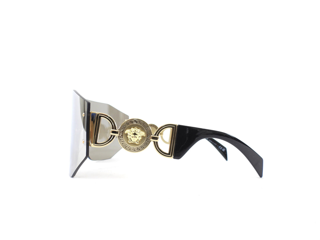 Versace Grey Mirror Gold Medusa Biggie Mask Sunglasses