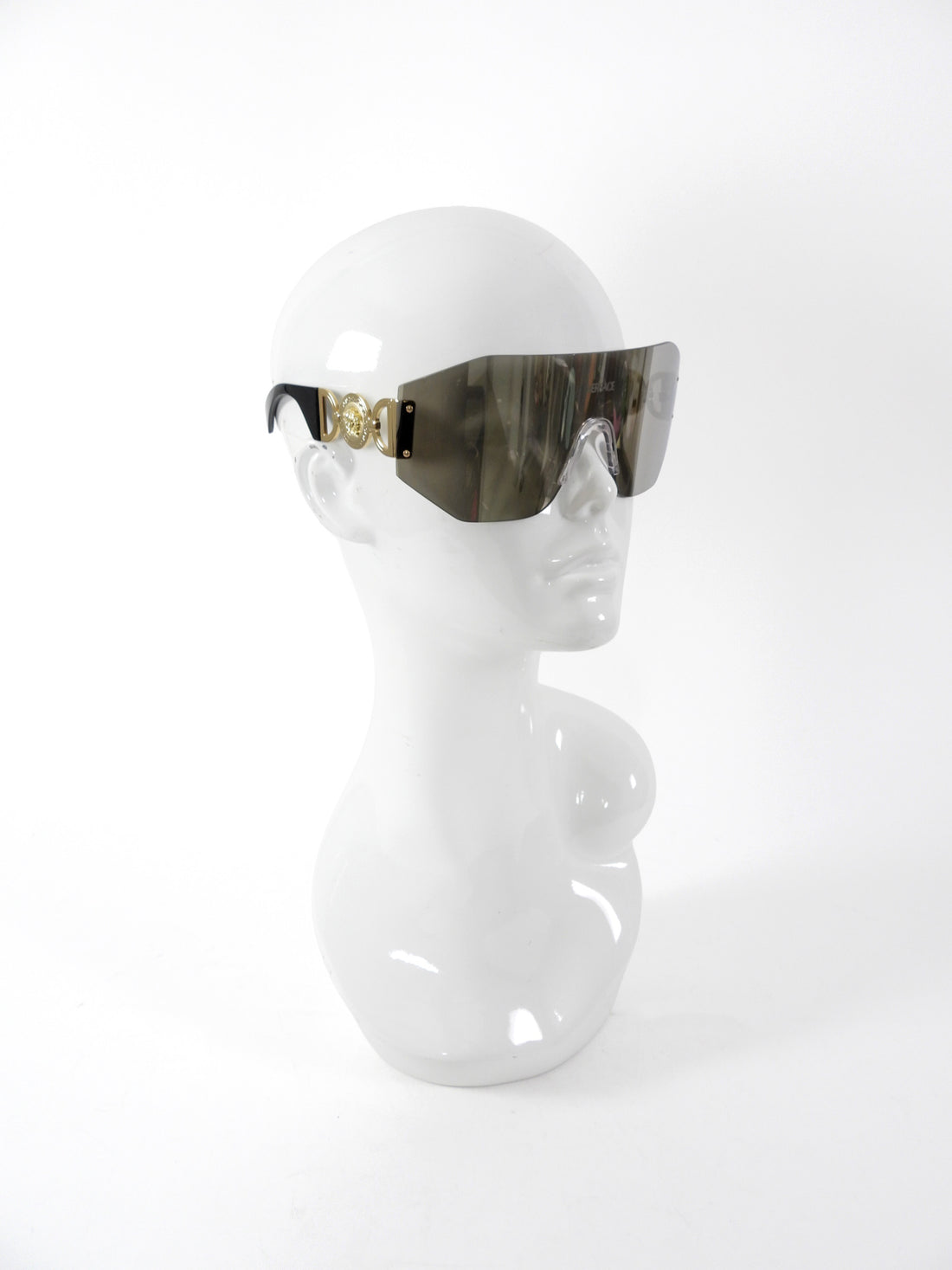 Versace Grey Mirror Gold Medusa Biggie Mask Sunglasses