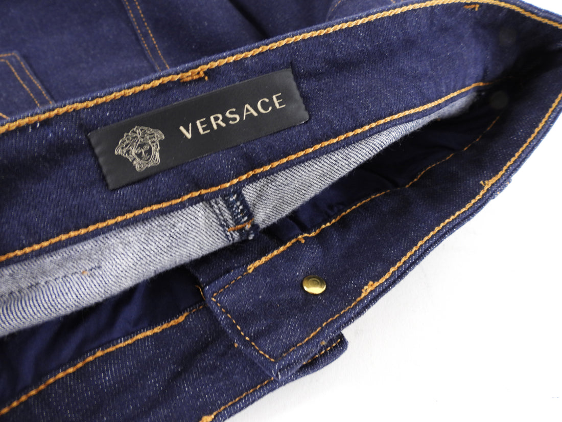 Versace Dark Blue Denim Studded Skirt - IT40 / USA 4