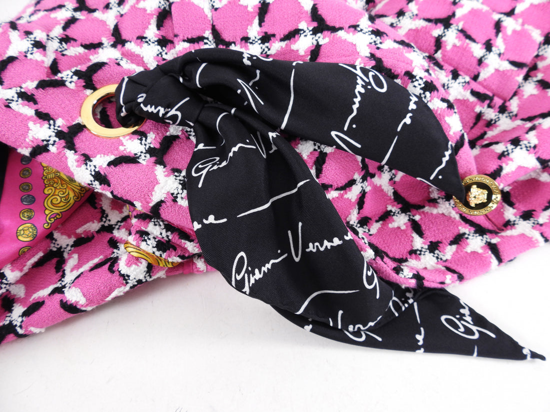 Versace Pink Tweed Blazer with Scarf Sash Detail - USA S (4/6)