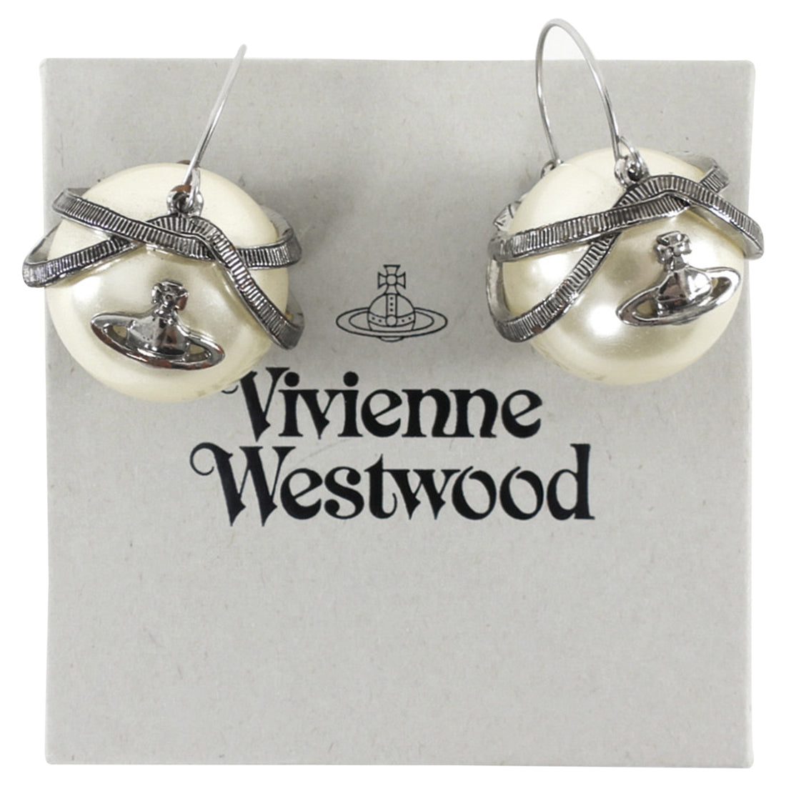 Vivienne Westwood Faux Pearl Orb Logo Drop Earrings