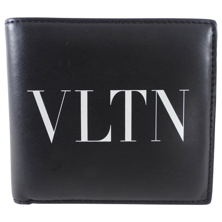 Valentino VLTN Black and White Leather Bifold Wallet
