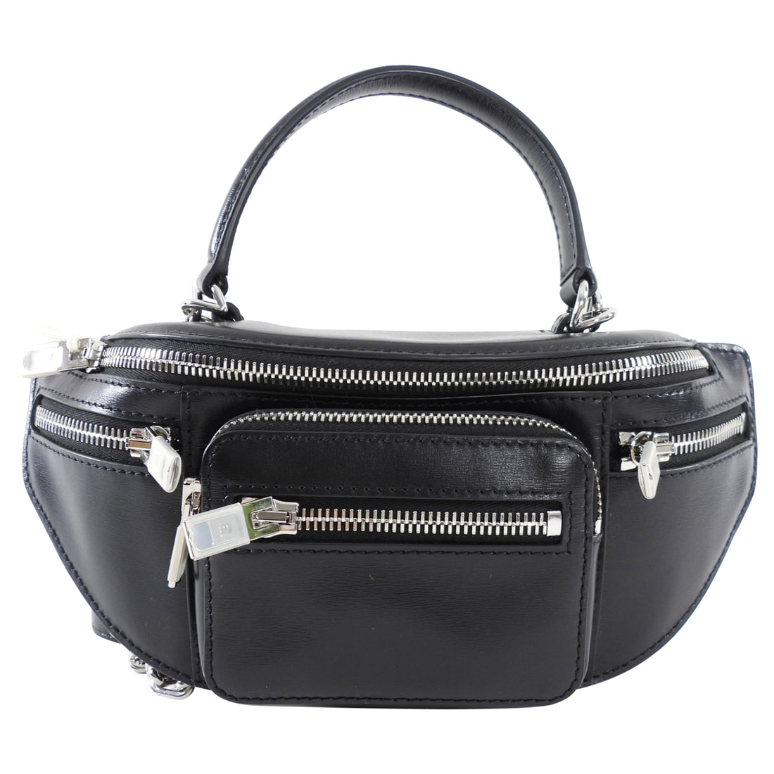 Alexander Wang Black Leather Attica Soft Mini Top Handle Chain Bag