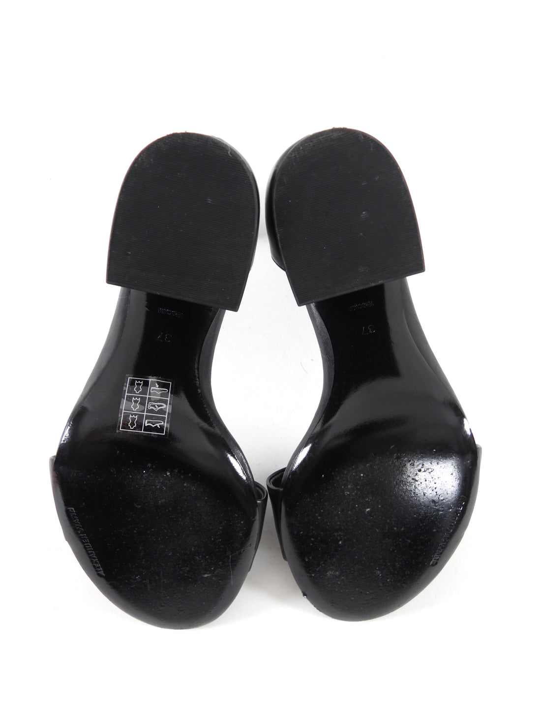 Alexander Wang Black Leather Abby Block Heel Sandals - 37