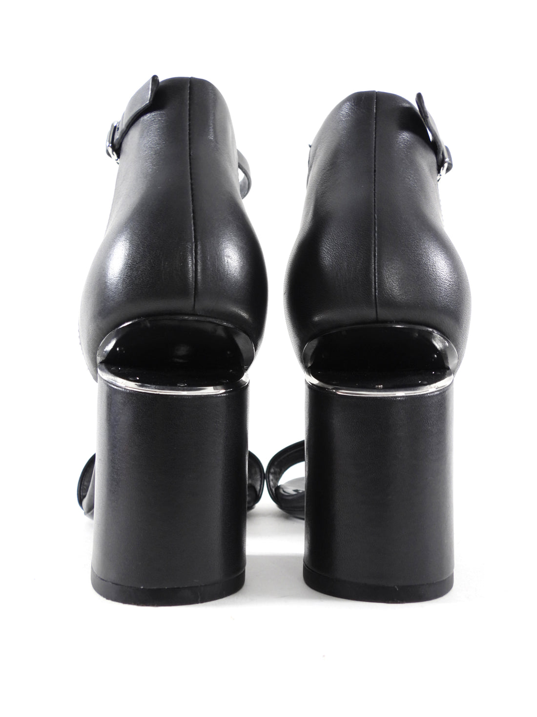Alexander Wang Black Leather Abby Block Heel Sandals - 37