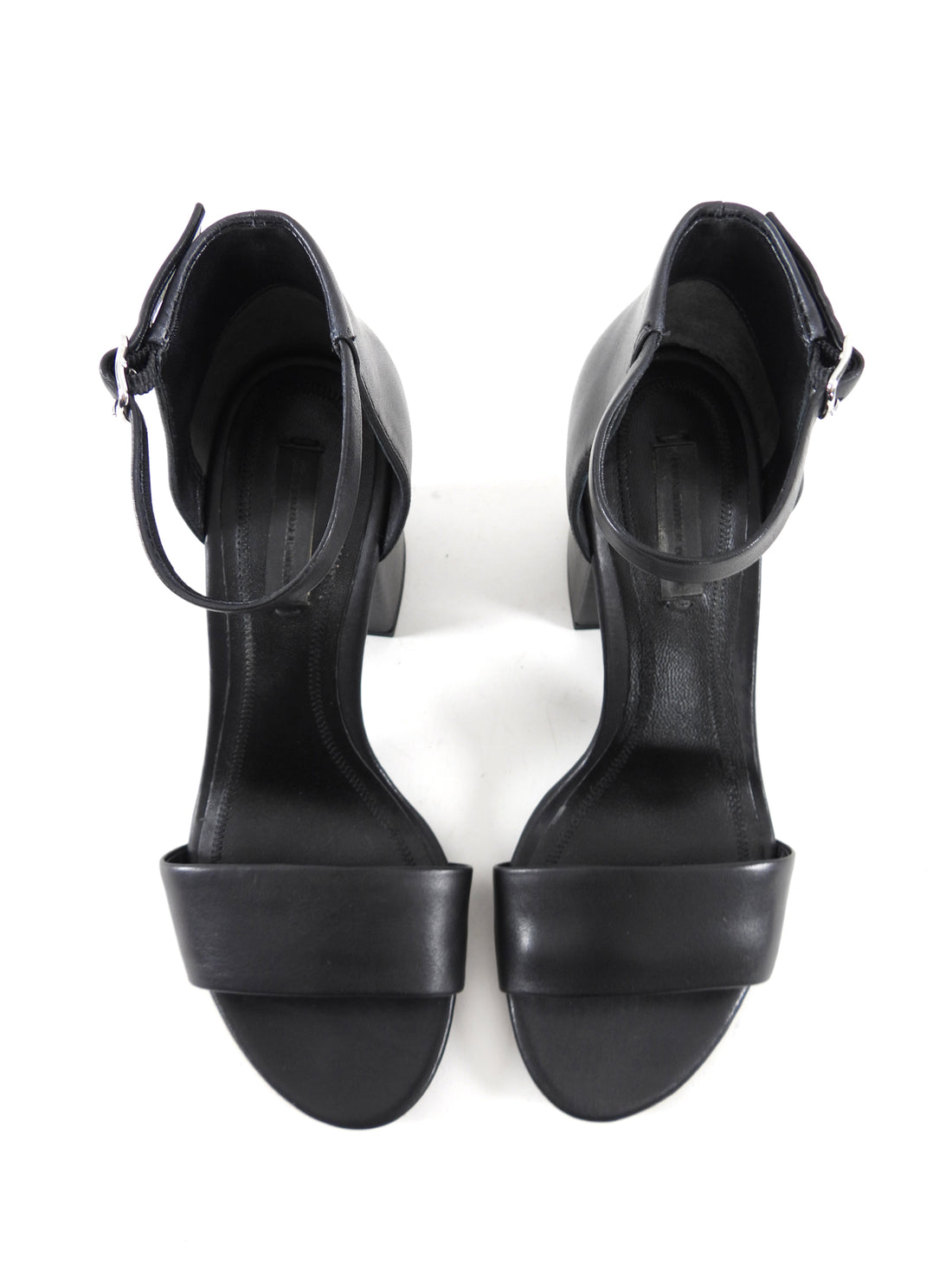 Alexander Wang Black Leather Abby Block Heel Sandals - 37