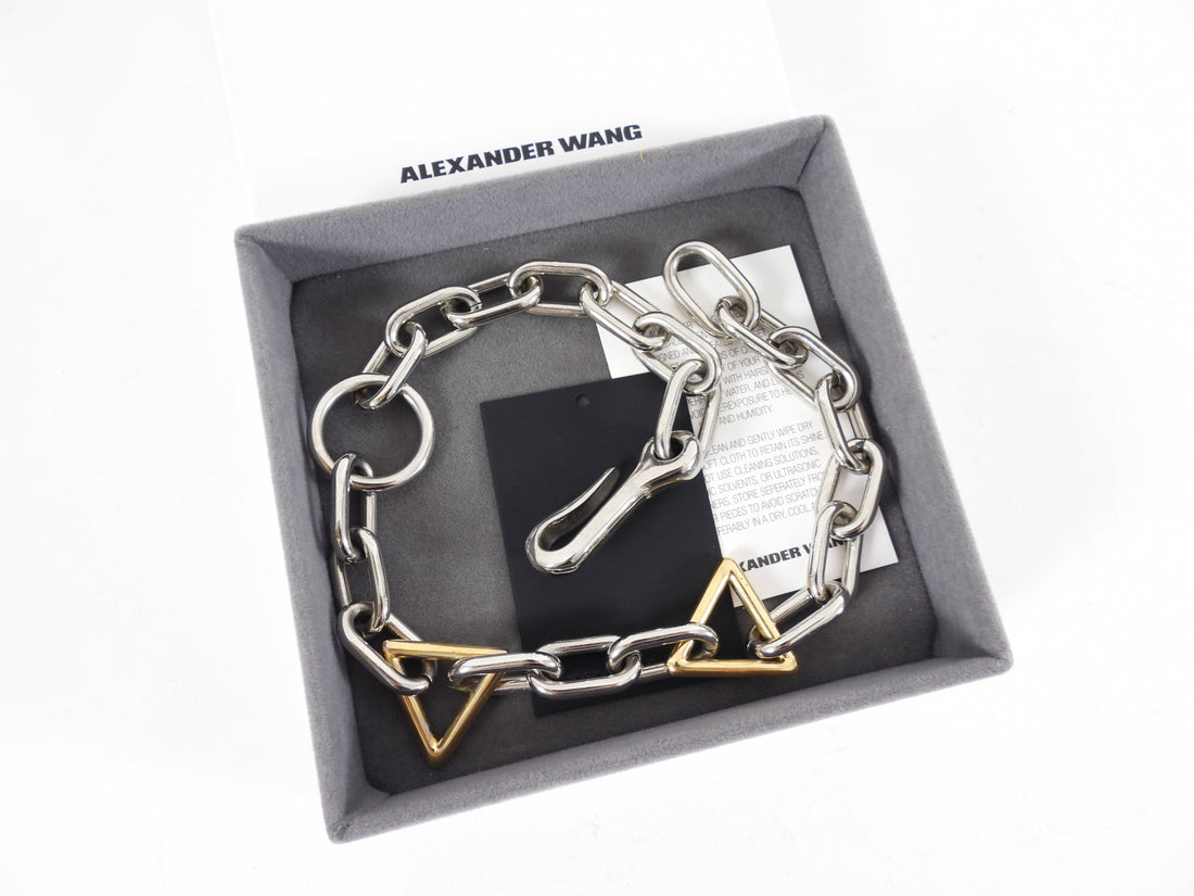 Alexander Wang Chunky Chain Geo Triangle Two-Tone Necklace