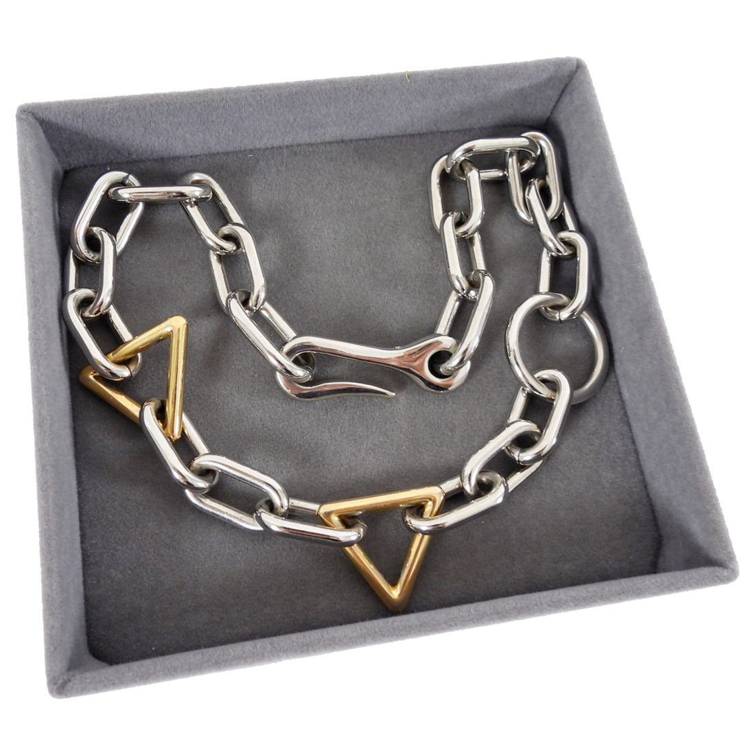 Alexander Wang Chunky Chain Geo Triangle Two-Tone Necklace