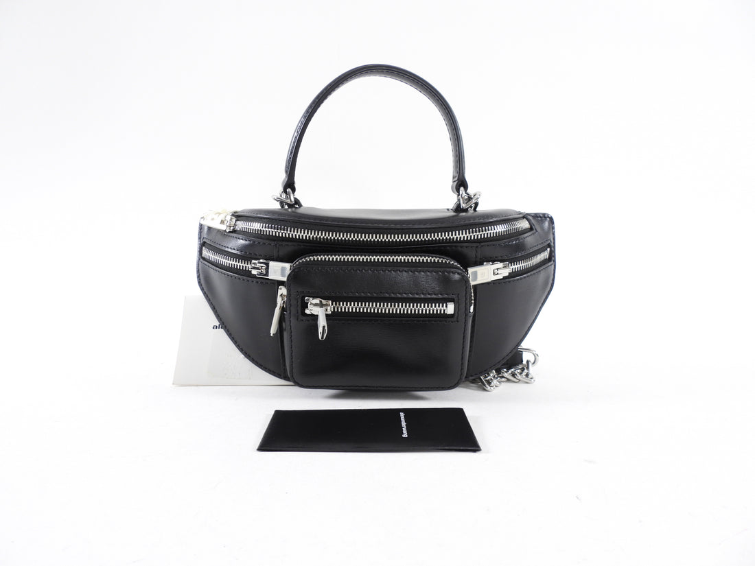 Alexander Wang Black Leather Attica Soft Mini Top Handle Chain Bag