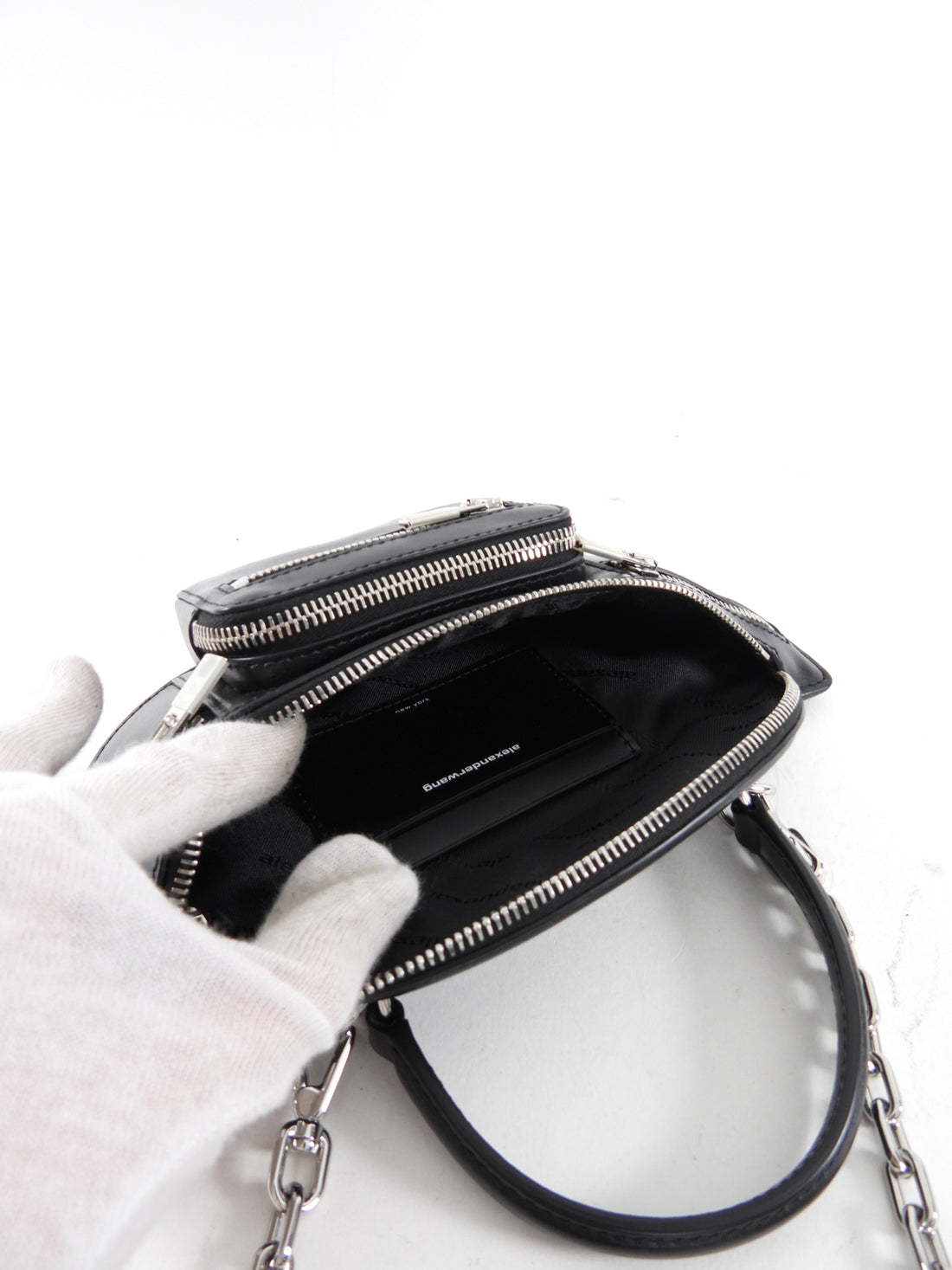 Alexander Wang Black Leather Attica Soft Mini Top Handle Chain Bag